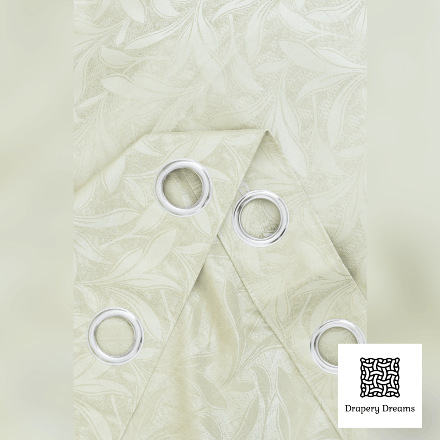 Ready Made Curtains - Ivory Leaf