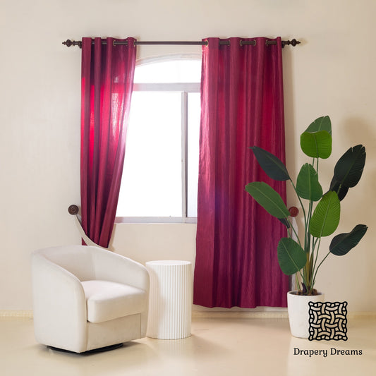 Ready Made Curtains - Textured Red