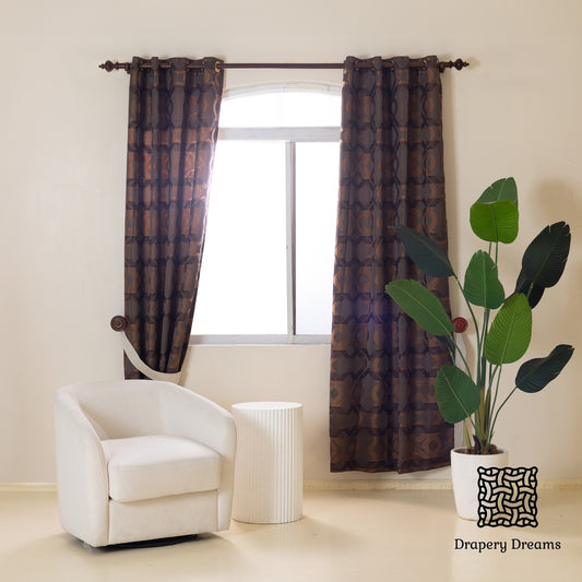 Ready Made Curtains - Coffee Lattice