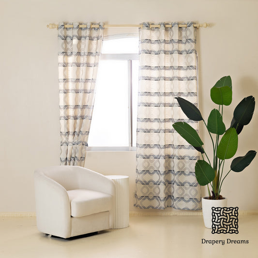 Ready Made Curtains - Silver Lattice