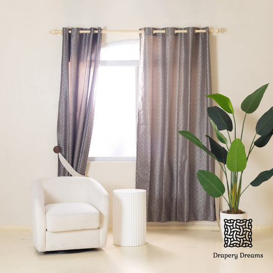 Ready Made Curtains - Silver Maze